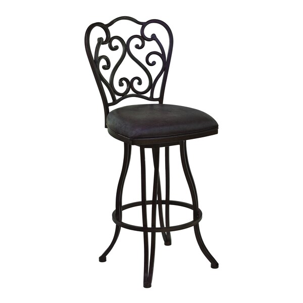 Armen Living Celeste 26" Counter Height Metal Swivel Barstool in Bandero Espresso Fabric and Auburn Bay Finish LCCEBAES26 - main